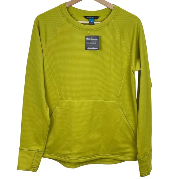 Eddie Bauer High Route Grid Fleece Pullover Chartreuse M NWT - Picture 3 of 10